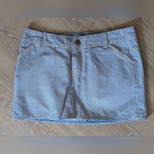 American Eagle Outfitters Blue White Striped Denim Mini Skirt Y2K